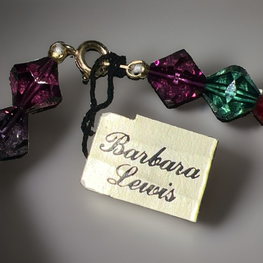 Barbara Lewis Multi‑Color Kinetic Necklace Gold‑Tone 4 Spinning Stones C753339 - Picture 5 of 11